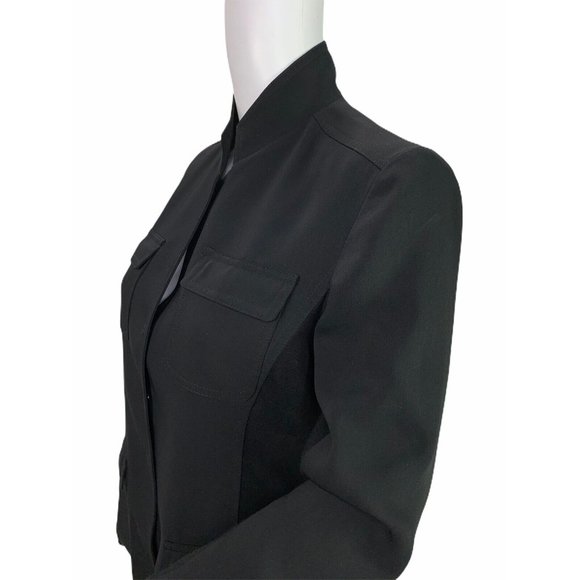 Tahari Black Utility Blazer Jacket Mixed Garbadine Knit Size 6 - Picture 5 of 10